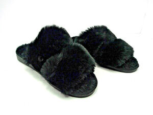 Women’s Plush Faux Fur Slide on Glam Loungeware Slippers Cozy Chic Luxe Size 6
